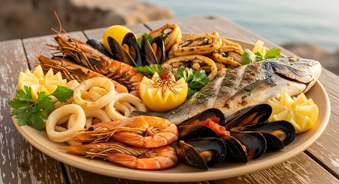 Seafood Platter Near Sea.