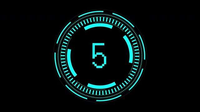 10 second countdown glitch timer interface graphic suitable for technology, time management, websites, apps, presentations, infographics, games, and digital design projects.