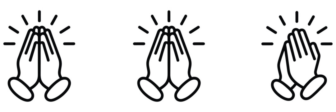 Prayer and Respect icon set pray icon religion prayer hands symbols for spiritual faith worship and community design