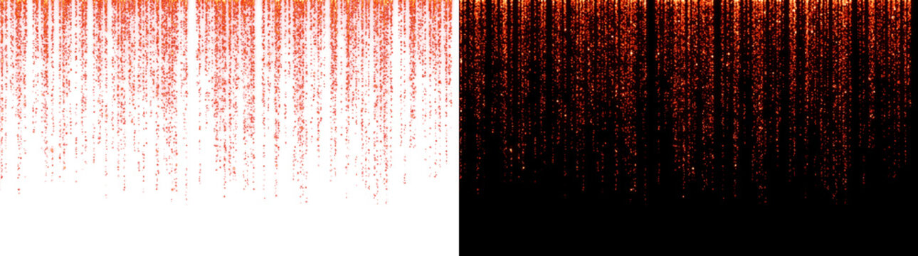 Orange digital rain matrix code creates falling data stream pattern for cyber technology featuring PNG, Transparent and Black Background Versions for design