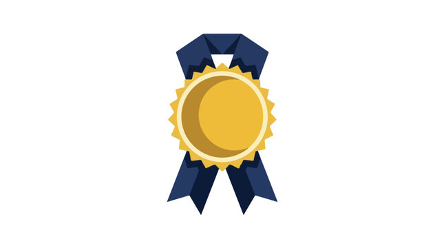 Gold medal with blue ribb
