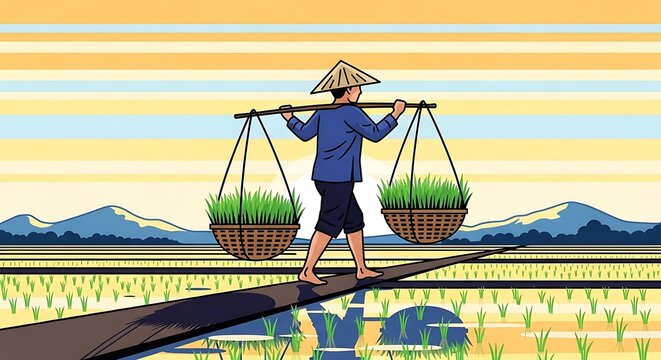 Rice Farmer at Sunset. (11)