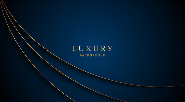 Blue background with elegant golden lines, use for template or cover. Elegant premium blue background. vector illustration