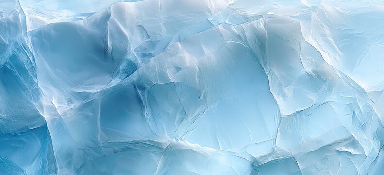 Close-up of textured ice formations with various cracks and shades of blue and white, capturing the natural beauty of frozen water.