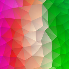 Obraz premium Abstract geometric polygonal background of triangles with bright pink green and beige gradient. EPS 10