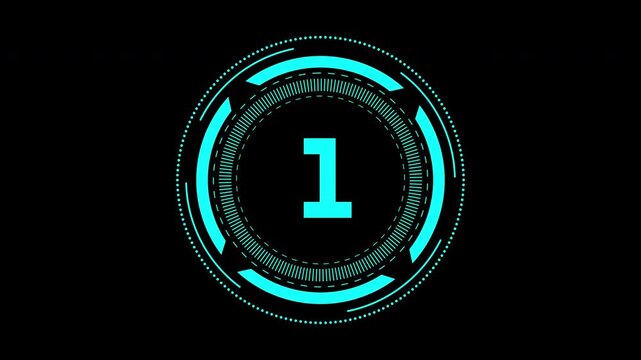 5 second countdown glitch. Suitable for digital timers, tech websites, app designs. Bold neon number one countdown element on black background for modern designs.