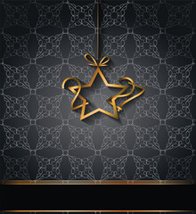 Naklejka premium Luxury Grey 2027 New Year Background with Golden Ornament and Wide Copy Space