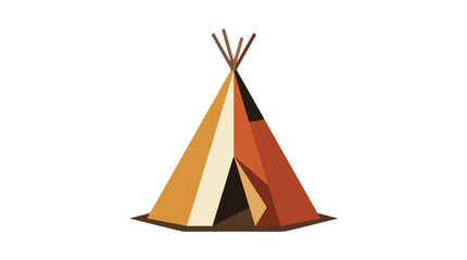 colorful tipi tent with triangular patterns set against a plain background for outdoor adventure and camping themes © Micro Design-id