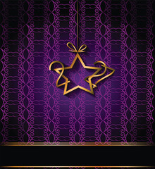 Naklejka premium Luxury Purple 2027 New Year Background with Golden Ornament and Wide Copy Space