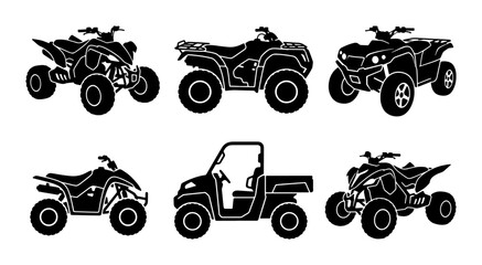 ATV Quad Bike Icons, All-Terrain Vehicle Silhouettes, Off-Road Vehicle Set, Vector Graphics © Niloy