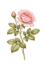Obraz premium Elegant pink rose botanical illustration.