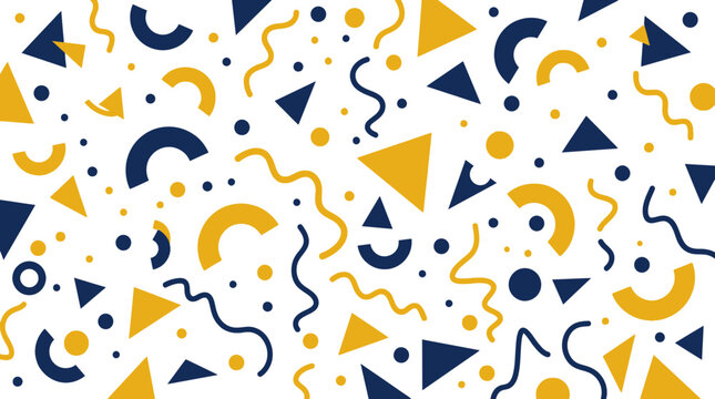 Abstract geometric pattern. modern background with triangles circles and squiggles. memphis style.