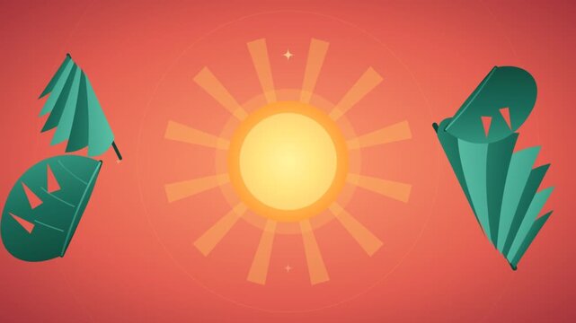 Animated Sun Scene With Abstract Shapes Motion Video.