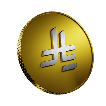 3d render gold coin with silver riyal symbol on transparent background. 