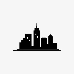 Obraz premium City skyline black silhouette vector icon for urban landscape and real estate logo design