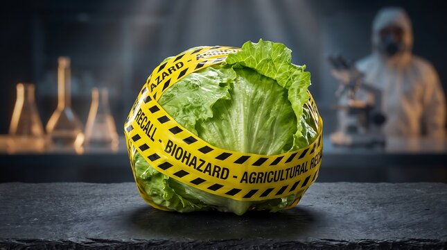 Cyclosporiasis Contamination Concept with Recall Warning on Iceberg Lettuce