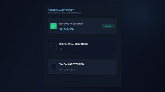 Financial Audit Report Q4 Tax Compliance Balance Sheet Data Analysis Digital Interface