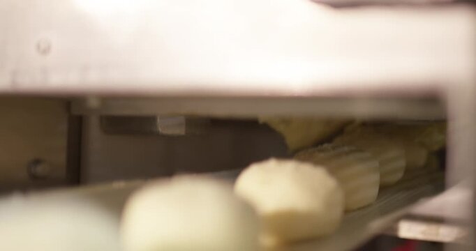 Defocused abstract detail of processing machine in food plant