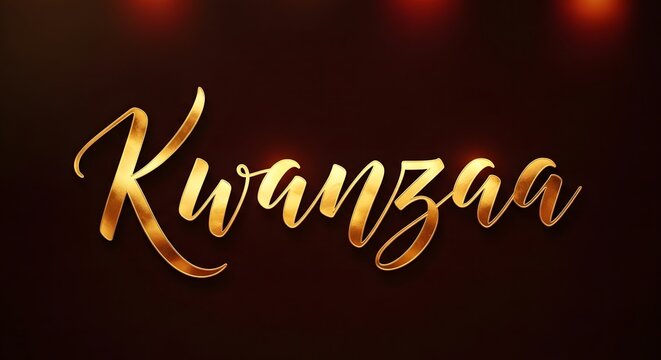 Elegant gold Kwanzaa lettering on a festive background for celebration and decoration