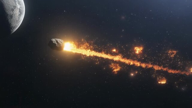 Dynamic time-lapse of celestial object with glowing tail