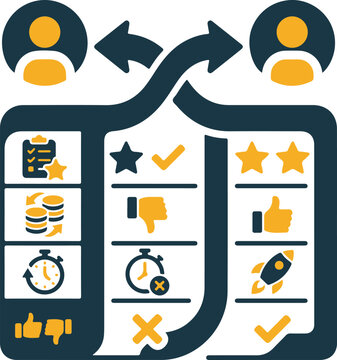 Feedback and performance review comparison infographic concept icon