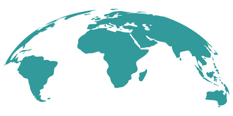 Curved world map silhouette half globe for global business geography worldwide travel with Earth continents vector infographic illustration ©  MIZU MIZANUR $$1122