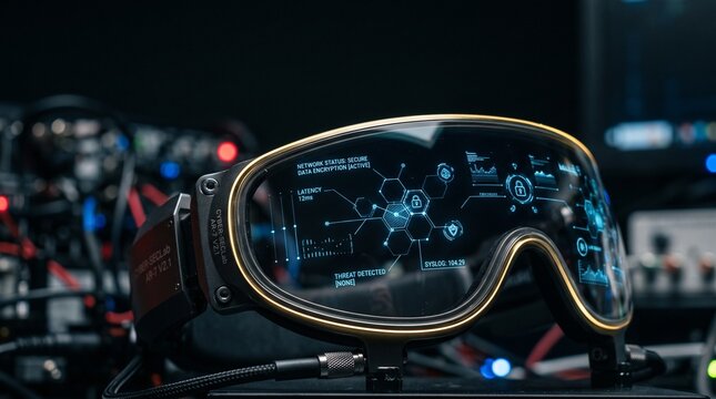 Futuristic Augmented Reality Visor with Digital HUD