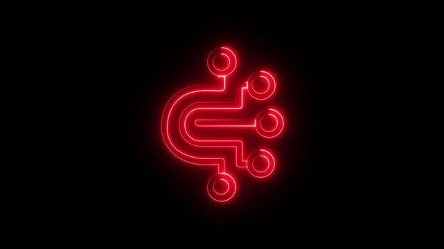 Digital data red color icon animation. Animated line machine learning. Artificial intelligence. Technological icon animation. motion graphic of digital data concept.