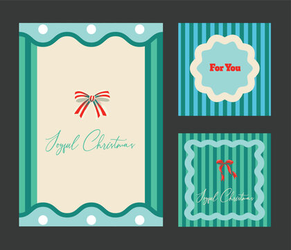 Christmas Dopamine Card Collection with Retro Geometric Frames Festive Wishes and Holiday Templates