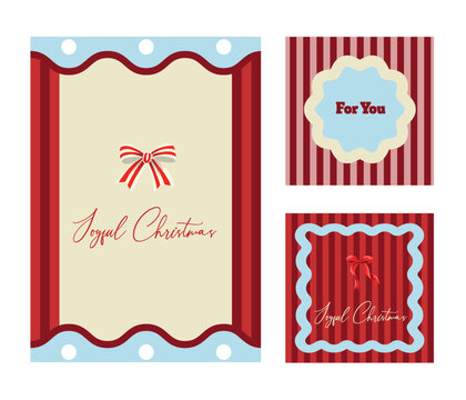 Christmas Dopamine Card Collection with Retro Geometric Frames Festive Wishes and Holiday Templates
