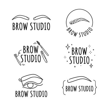 Brow studio typography and eyebrow salon logo concepts