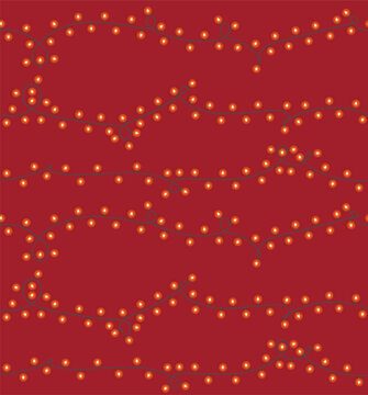 Christmas Lights Seamless Pattern with Glowing Garlands Festive Holiday Background for Paper Textiles