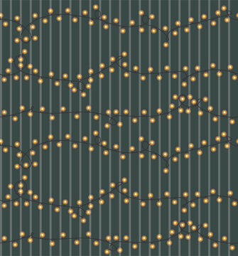 Christmas Lights Seamless Pattern with Glowing Garlands Festive Holiday Background for Paper Textiles