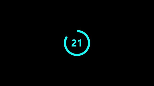 Countdown timer from 25 to 20 seconds real time. Modern flat design of countdown animation 5 seconds countdown. motion graphic of countdown concept on a transparent background.