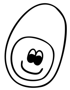 Hand drawn boiled egg cartoon outline for kid colouring book, breakfast, lunch, brunch, food, back to school, cafe, restaurant, menu, recipe, grocery shopping, supermarket, market, cook book, icon