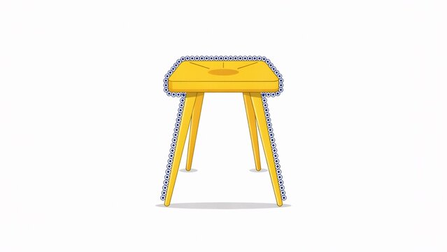 Yellow four-legged stool with dotted outline furniture