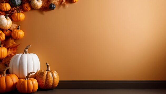 Fondo Minimalista De Halloween Con Calabazas En Una Esquina Y Espacio Limpio Para Diseno De Fiesta
