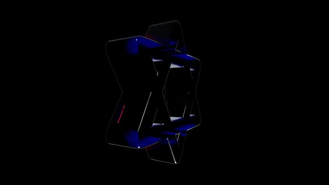 Shiny 3d star of david symbol glowing with red light isolated on a deep black background for design