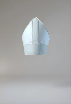 White bishop hat isolated on neutral background