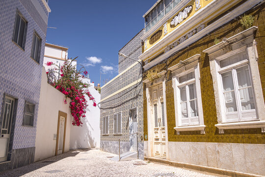 Traditional tiled buildings in Olh&atilde;o, Algarve, Portugal