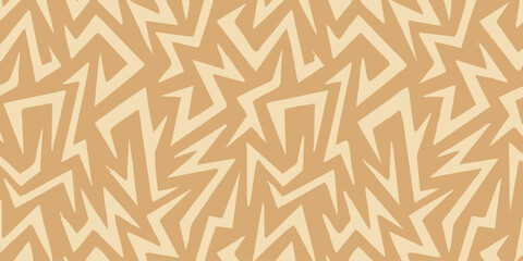 Abstract geometric seamless pattern with sharp jagged lines in beige and light brown palette, modern tribal or camouflage vector background. © Jamauddin