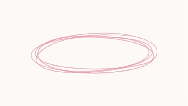 Hand drawn pink scribble oval shape on white background