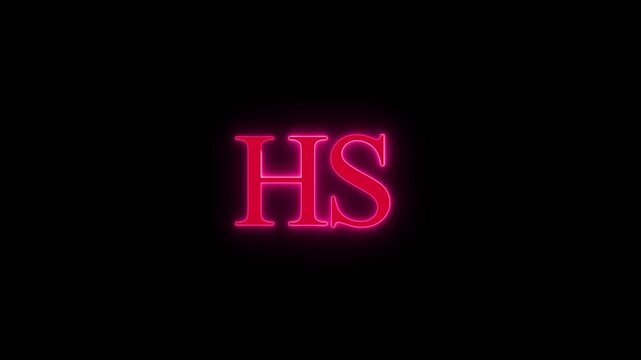 Neon letters hs glowing in bright pink light on a black background creating a striking visual effect