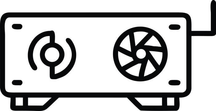GPU Graphics Processing Unit Hardware Accelerator Line Icon for Artificial Intelligence Machine Learning High Performance Computing and Data Center Vector Illustration