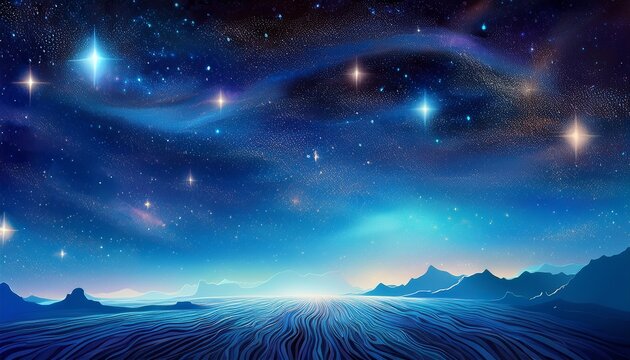 Blue Background Starry Sky In The Open Space