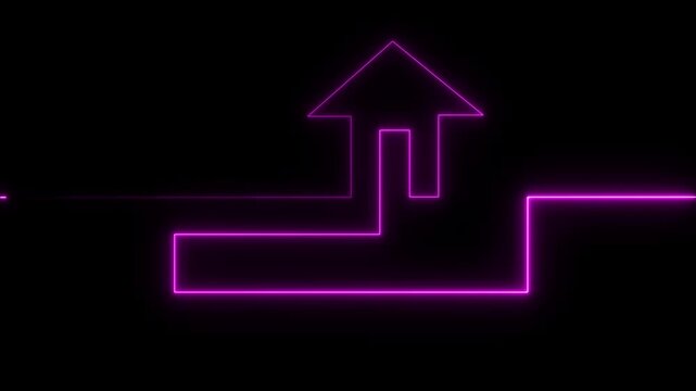 Home icon house sign glowing neon lights seamless loop.Neon line home icon. Neon line Cool linear animated.glowing neon home icon and black background.4k animation motion graphics video.