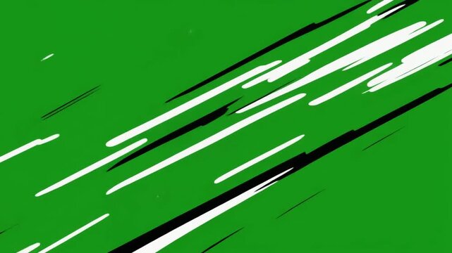 Multiple Comic Speed Streaks Racing Across Green Screen Animation