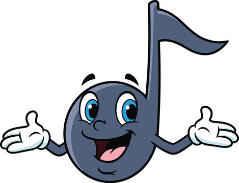 Cheerful singing musical note character with character cheerful illustration