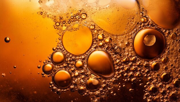 Oil Bubbles Oil Bubbles On Water In Orange Tones Close Up Abstract Texture