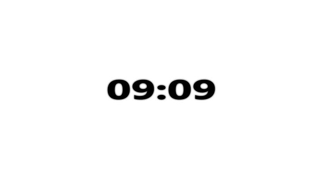 10 minute countdown animation from 600 seconds to 0 seconds. 10 minute countdown timer with alpha channel animation.